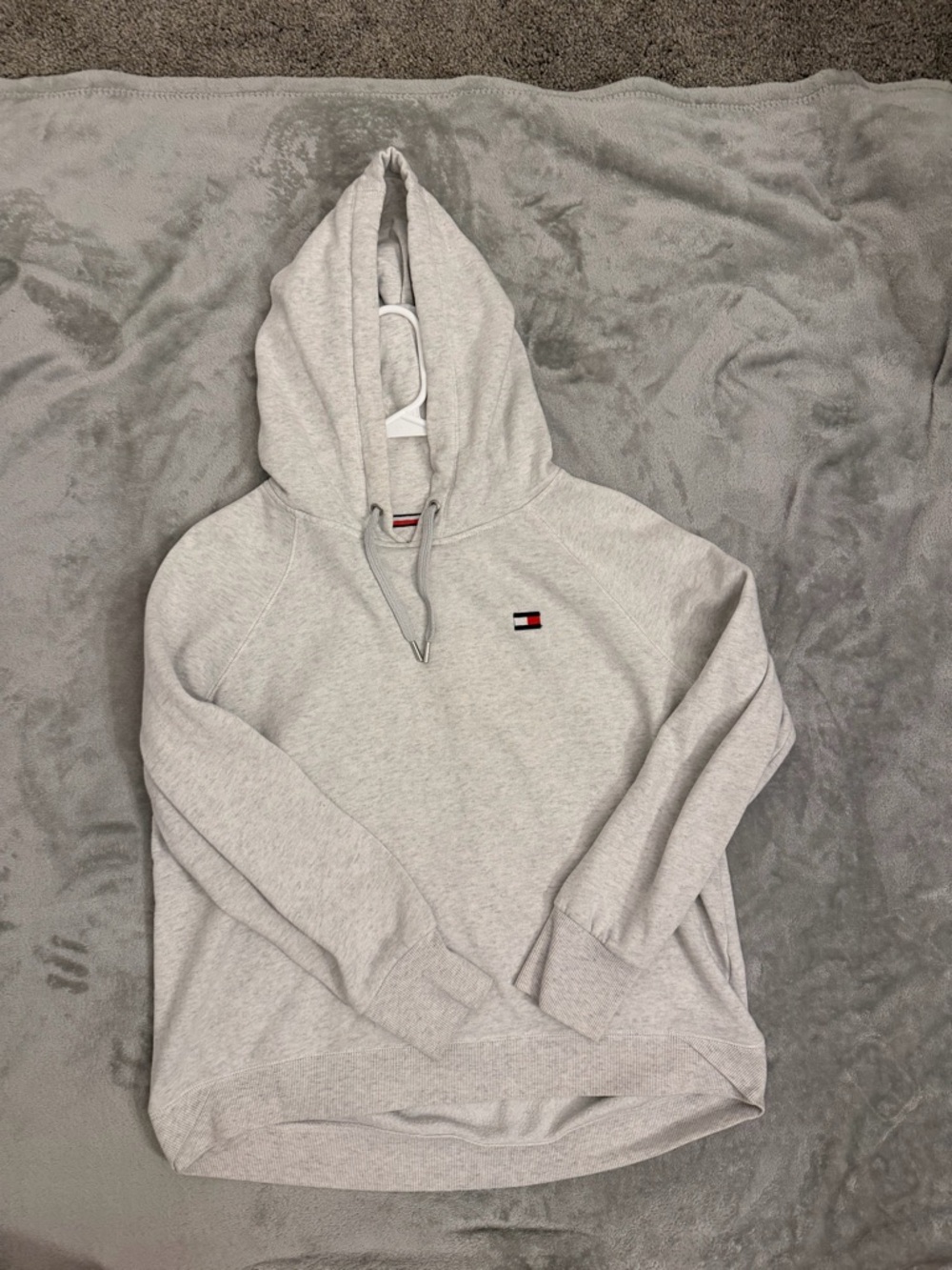 Tommy Hilfiger Heather Gray Hoodie with Signature Stripe
